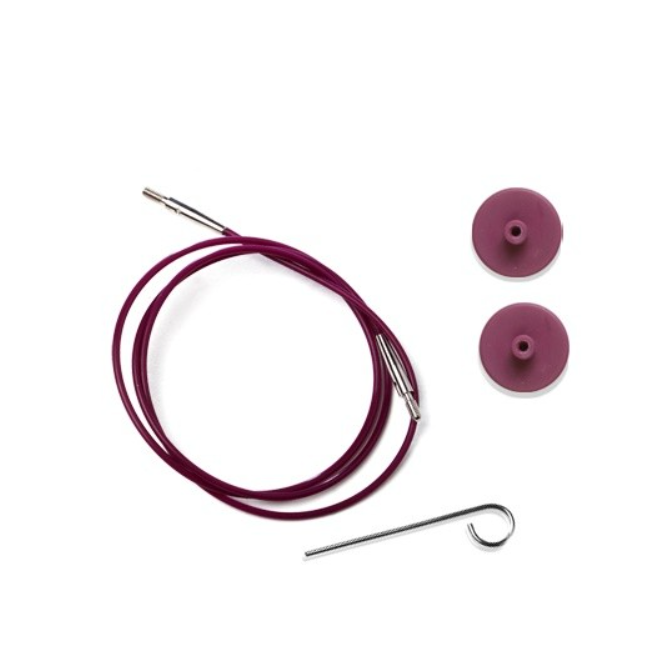 KnitPro Stålwire + 2 stoppere (80 cm), lilla